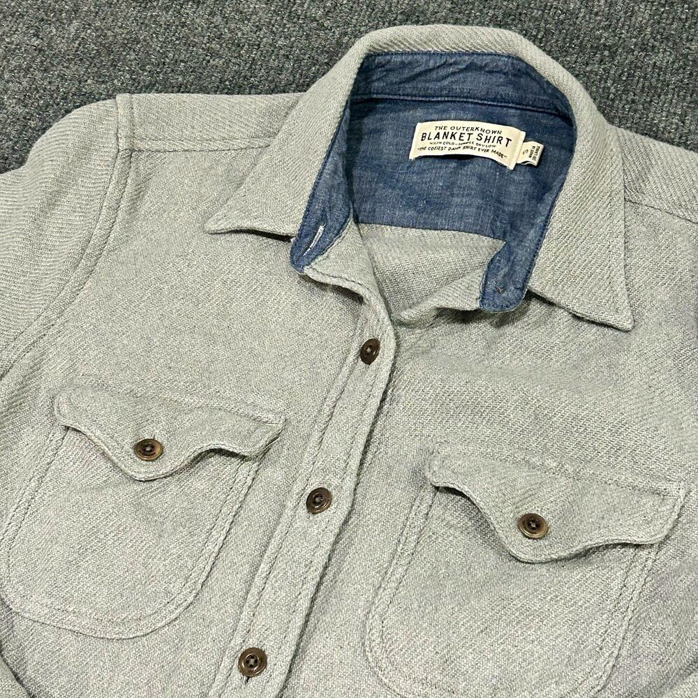 Outerknown Blanket Shirt Women’s S Gray Solid Knit Cotton Button-Up Pockets LS